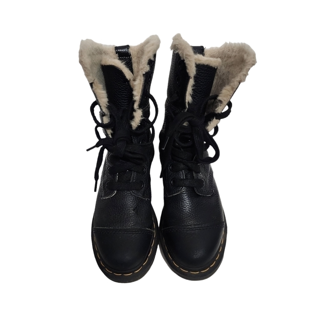 Dr Martens The Original Black Faux Fur High Top Laced Combat Boots Air cushion - Picture 3 of 15